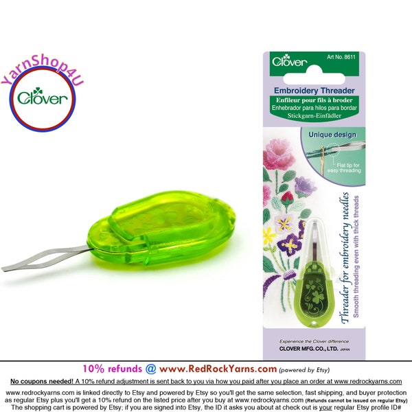 Clover Embroidery Threader with a flat tip. SKU 8611