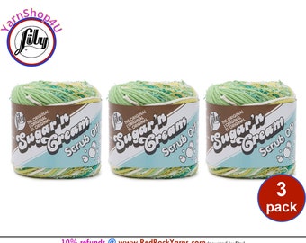 GREENS 3 Pack! Lily Scrub Off - 2.6oz | 106yds each. Lily Sugar'n Cream. 100% Textured Cotton Yarn. 3 skeins = Bulk Buy!