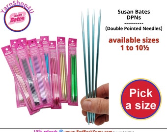 Susan Bates DPNs. Aluminium 7" Silvalume double pointed Needles. Pick a size from 1 - 10