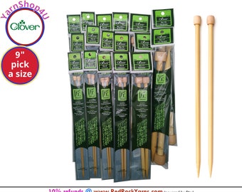 9" Clover Takumi Bamboo Knitting Needles, Single Point Straights in Sizes 0 - 19 (2mm-15m). 9 inch / 10 inch [ART 3011]