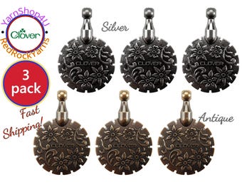 Bulk Buy: 3 pack of Antique Silver or Antique Gold Clover Thread Cutter Pendants. Cord not included. Gold #455 or Silver #454