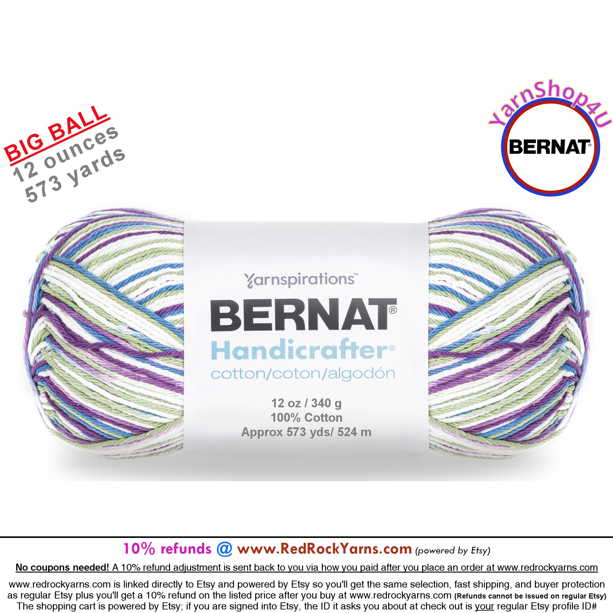 Bernat Handicrafter Cotton Yarn Big Ball 