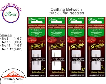 Clover Black Gold Quilting Between Needles in Sizes 9, 10, 12 or an assortment. Art No (4960 4961 4962 4963)