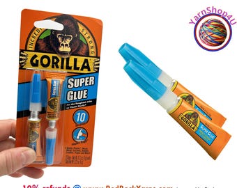 Gorilla Super Glue Twin Pack. 2 tubes .11ox (3g) each. For plastic, wood, metal, ceramic, rubber, leather, paper and more. 10 - 45 seconds