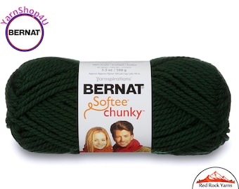 DARK GREEN Bernat Softee Chunky Yarn Super Bulky Yarn. 3.5oz | 108yds | 100% Acrylic Yarn. Item 16112828237