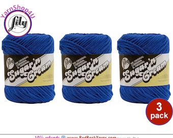 DAZZLE BLUE 3 Pack! 2.5oz | 120yd The Original Lily Sugar N Cream 100% Cotton Yarn. 3 Skeins Bulk Buy!