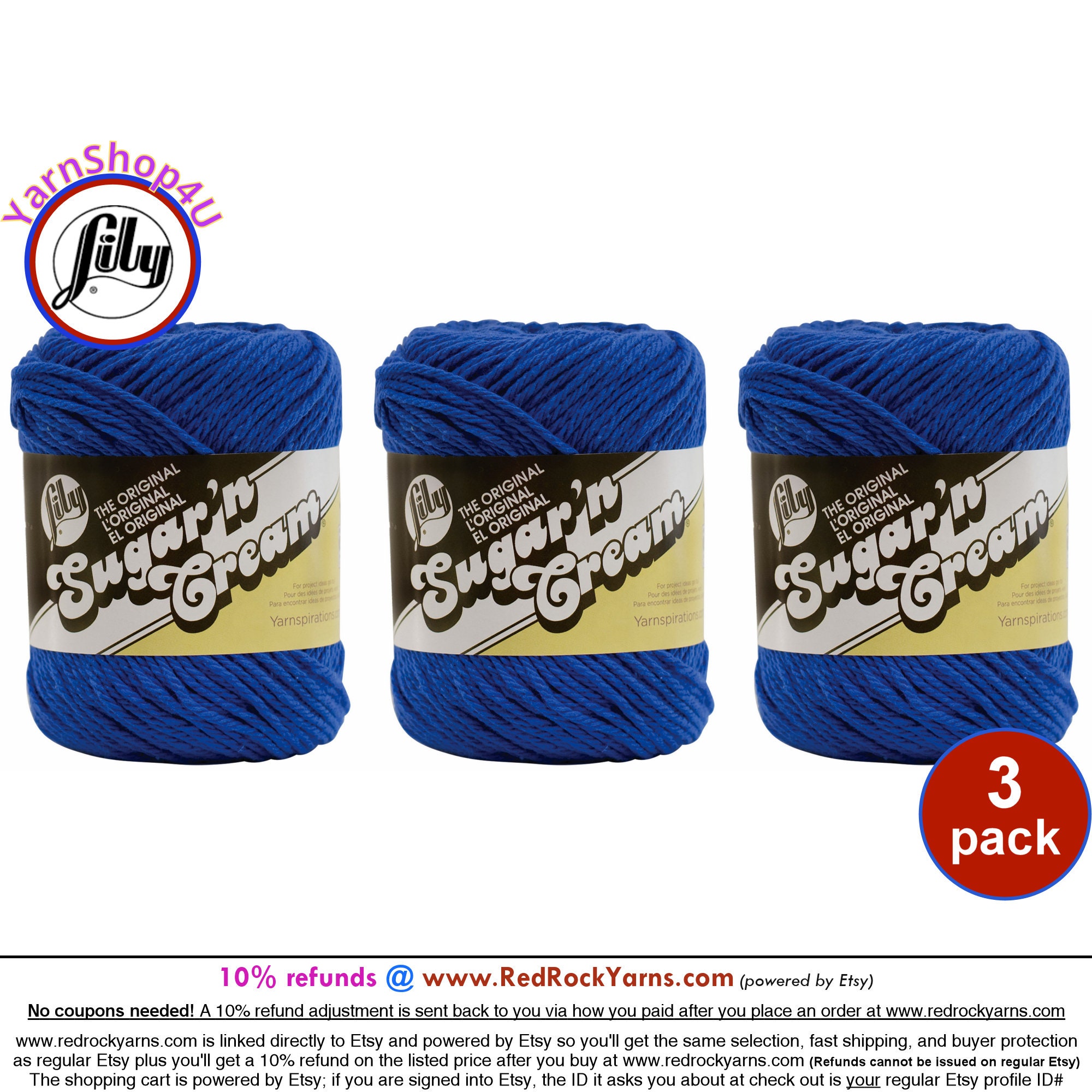 Lily Sugar'n Cream® The Original #4 Medium Cotton Yarn, Dazzle Blue  2.5oz/71g, 120 Yards (6 Pack) - Yahoo Shopping