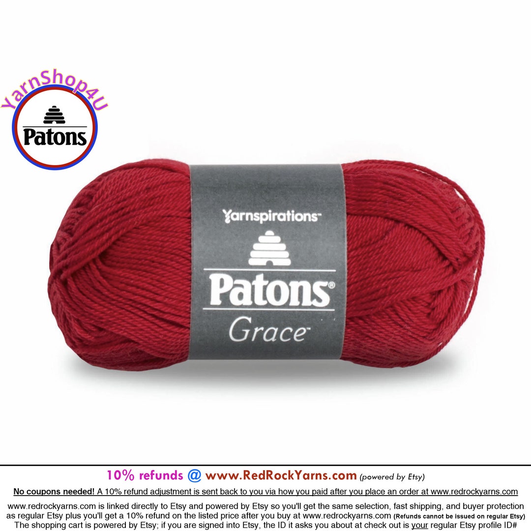 CARDINAL Patons Grace Yarn Light Weight 3. 100 Mercerized Cotton, 1.75