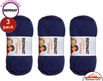 FADED DENIM 3 pack! Bernat Softee Chunky Yarn Super Bulky Yarn. 3.5oz | 108yds | 100% Acrylic Yarn. 3 skeins per pack = Bulk Buy!