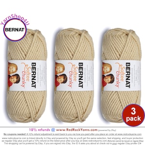 LINEN 3 pack! Bernat Softee Chunky Yarn Super Bulky Yarn. 3.5oz | 108yds | 100% Acrylic Yarn. 3 skeins per pack = Bulk Buy!