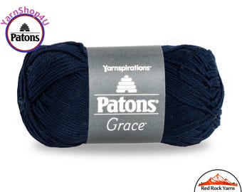 NAVY Patons Grace yarn Light weight #3. 100% Mercerized Cotton, 1.75 oz | 136 yards (50 g | 125 m) Item #246062, Color #62110