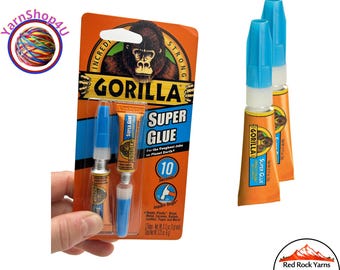 Gorilla Super Glue Twin Pack. 2 tubes .11ox (3g) each. For plastic, wood, metal, ceramic, rubber, leather, paper and more. 10 - 45 seconds