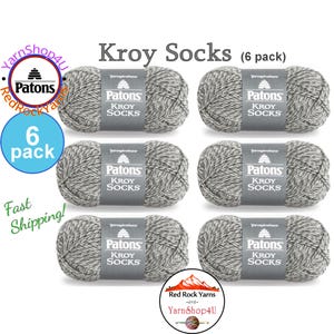 GRAY MARL 6 pack! Patons Kroy Socks Yarn is 1.75oz | 166yds Super Fine Weight (1) Sock Yarn. A Blend of 75/25% Wool/Nylon (50g | 152m)