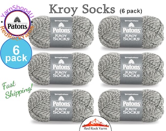 GRAY MARL 6 pack! Patons Kroy Socks Yarn is 1.75oz | 166yds Super Fine Weight (1) Sock Yarn. A Blend of 75/25% Wool/Nylon (50g | 152m)