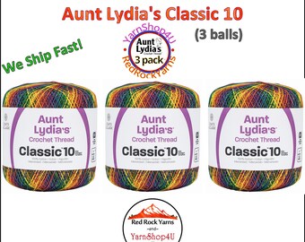 MEXICANA VARIEGATED 3 pack! Aunt Lydia's Classic 10 Crochet Thread. 300yds. Item #154-0250