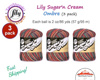 PAINTED DESERT 3 Pack 2oz | 95yds each. Lily Sugar N Cream The Original 100% Cotton Yarn. 3 skeins Bulk Buy!