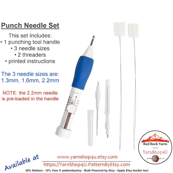 PUNCH NEEDLE Tool Set. 3 Needle Sizes. For raised Embroidery Art! Create Russian Embroidery, Tapestry, Rug, Crochet Punch WDPN001