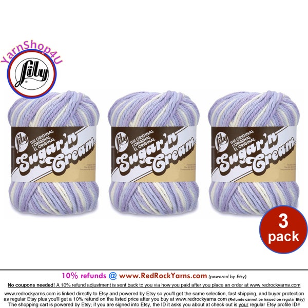 SPRING SWIRL 3 Pack! 2oz | 95yds. Lily Sugar N Cream The Original 100% Cotton Yarn. 2 ounces / 95 yards ea. 3 skeins Bulk Buy!