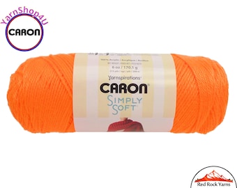 NEON ORANGE - Caron Simply Soft 6oz / 315yds (170g / 288m) 100% Acrylic yarn. Item H970039774