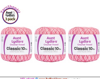 SHADED PINKS 3 Pack! Aunt Lydia's Classic 10 Crochet Thread. 300yds. Item #154-0015