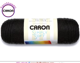 BLACK - Caron Simply Soft 6oz / 315yds (170g / 288m) 100% Acrylic yarn. Item H970039727