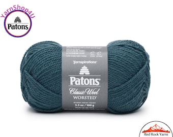 RICH TEAL - Patons Classic Wool Worsted Yarn Medium Weight (4). 100% wool yarn. 3.5oz | 194 yards (100g | 177m)