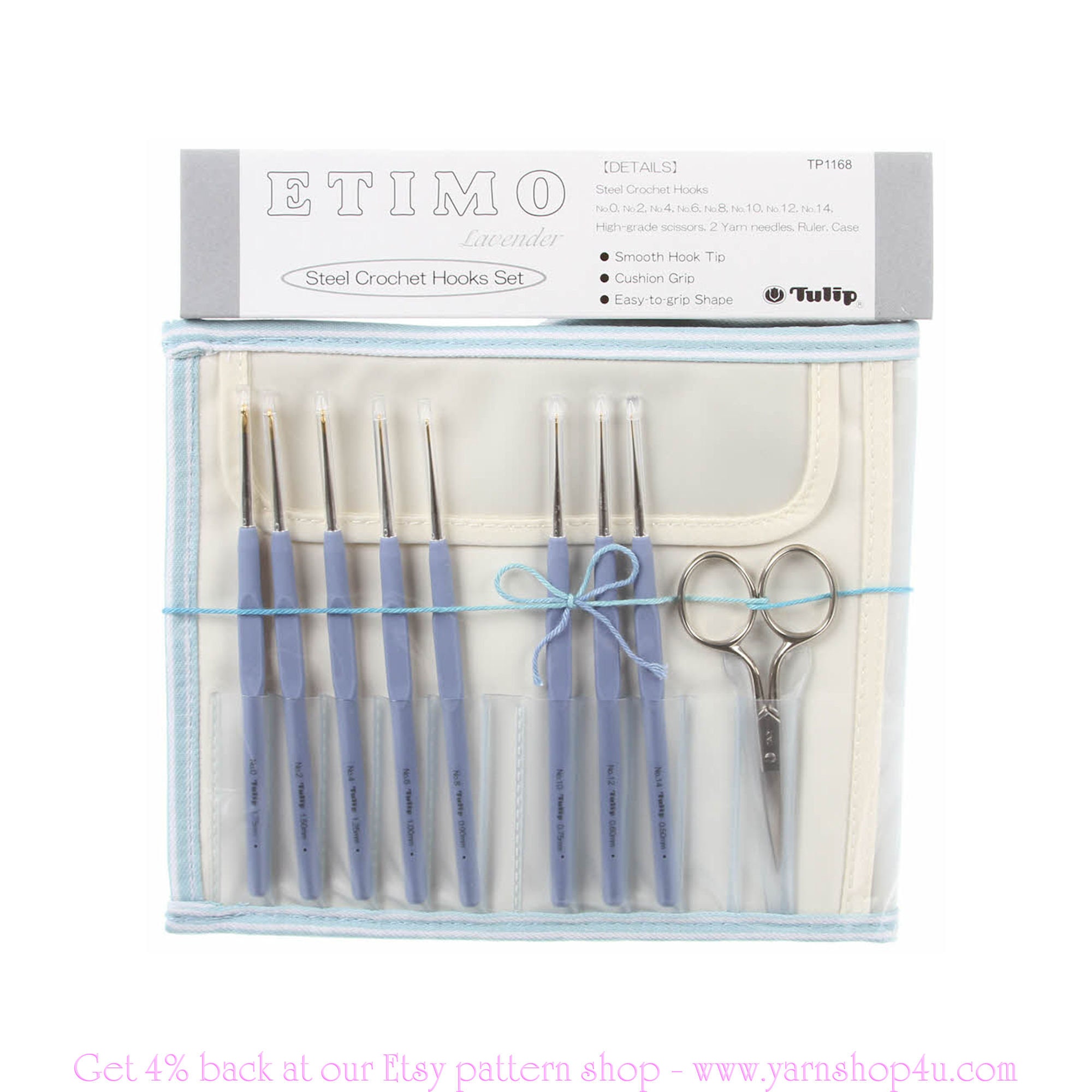 Tulip ETIMO 8pc Steel Crochet Hook Set 0 14 (1.75mm to .5mm) With