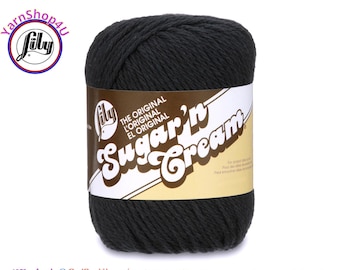 BLACK - 2.5oz | 120yd The Original Lily Sugar N Cream 100% Cotton Yarn (2.5 ounce / 120 yards)