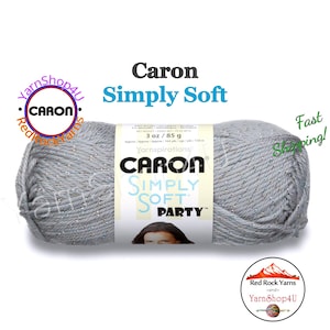 SILVER SPARKLE - Caron Simply Soft Party! 3 oz / 164 yds (85 g / 150 m) 99% Acrylic, 1 percent Metallic (3 ounce / 164 yards) Color #0008