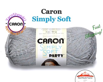 SILVER SPARKLE - Caron Simply Soft Party! 3 oz / 164 yds (85 g / 150 m) 99% Acrylic, 1 percent Metallic (3 ounce / 164 yards) Color #0008