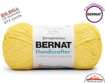 SUNSHINE - 14oz | 674yds Bernat Handicrafter Cotton yarn. 100% cotton Yarn. Great for dish cloths. Big Ball! Item 16202828017