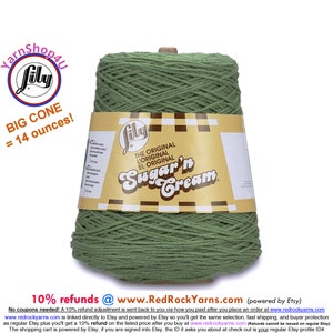 SAGE - 14oz | 674 yards Cone. Lily Sugar N Cream Cotton yarn. 100% cotton. Great for dishcloths and more!