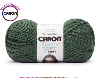 DARK SAGE SPARKLE - Caron Simply Soft Party! 3 oz / 164 yds (85 g / 150 m) 99% Acrylic, 1 percent Metallic (3 ounce / 164 yards) Color #0029