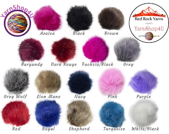 5" Large Faux Fur Pom Poms with Elastic Loop. Pick A Color! 100% Acrylic in 17 colors! Pepperell #FPALL