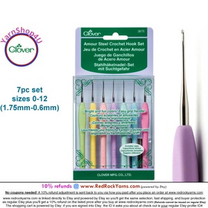 CLOVER AMOUR Steel Crochet Hook Set. 7 Small Sizes 0-12 With Comfort Grip  Handles. for Fine Crochet Like Lace, Doilies, Thread. 3675 -  India