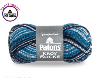 SING N the BLUES STRIPES - Patons Kroy Socks Yarn is 1.75oz | 166yds Super Fine Weight (1) Sock Yarn. 75/25% Wool/Nylon (50g | 152m) #55132