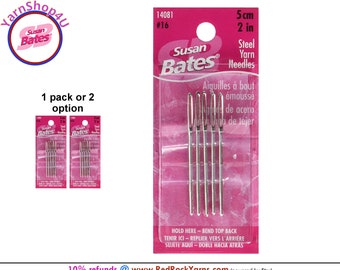 5pc Susan Bates Steel Yarn Needles (Get 1 pack or 2!) Size 16, 2". Blunt Metal Tapestry Needles. Great for weaving in ends. #14081