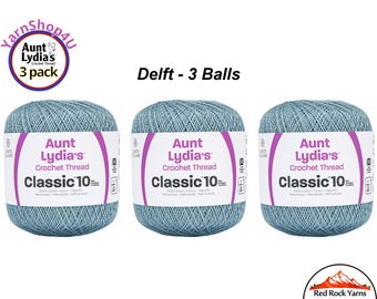 DELFT 3 pack! Aunt Lydia's Classic 10 Crochet Thread. 350yds. Item #154-0480