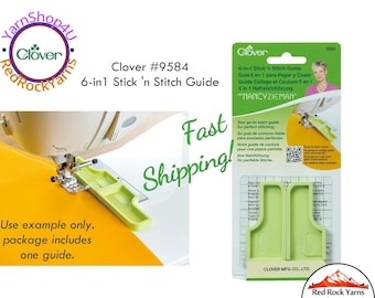Clover Seam Guide 6-in-1 Stick 'n Stitch Guide is ideal for straight stitching, stitching strips, and curve stitching. Nancy Zieman #9584