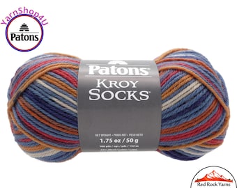 SEVENTIES STRIPES - Patons Kroy Socks Yarn is 1.75oz | 166yds Super Fine Weight (1) Sock Yarn. A Blend of 75/25% Wool/Nylon (50g | 152m)