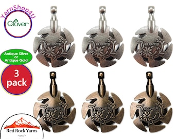 Bulk Buy: 3 Pack of Antique Silver or Antique Gold Clover Yarn Pendant Cutters. Large Cutting Access Grooves. Silver #3106, Gold #3105