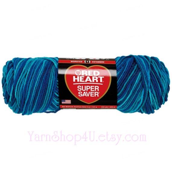 MACAW Red Heart Super Saver Shades of Blue Multi color yarn Etsy