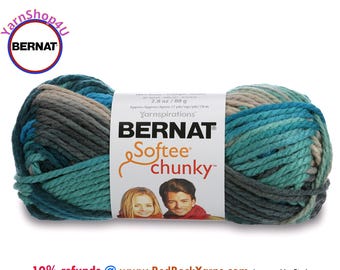 DEEP WATERS OMBRE Bernat Softee Chunky Super Bulky Yarn. 2.8oz | 74yds | 100% Acrylic Yarn. Item 16112929632