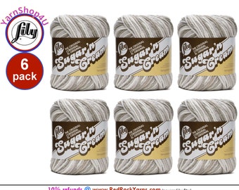 GREIGE OMBRE 6 Pack! 2oz | 95yds each. Lily Sugar N Cream The Original 100% Cotton Yarn. 6 skein bag = Bulk Buy! (Gray + Beige = Greige)