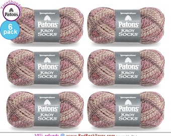 BROWN ROSE MARL 6 Pack! Patons Kroy Socks Yarn is 1.75oz | 166yds Super Fine Weight (1) Sock Yarn. A Blend of 75/25% Wool/Nylon (50g | 152m)