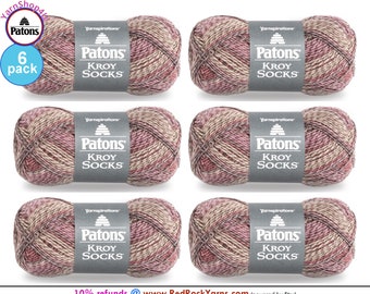 BROWN ROSE MARL 6 Pack! Patons Kroy Socks Yarn is 1.75oz | 166yds Super Fine Weight (1) Sock Yarn. A Blend of 75/25% Wool/Nylon (50g | 152m)