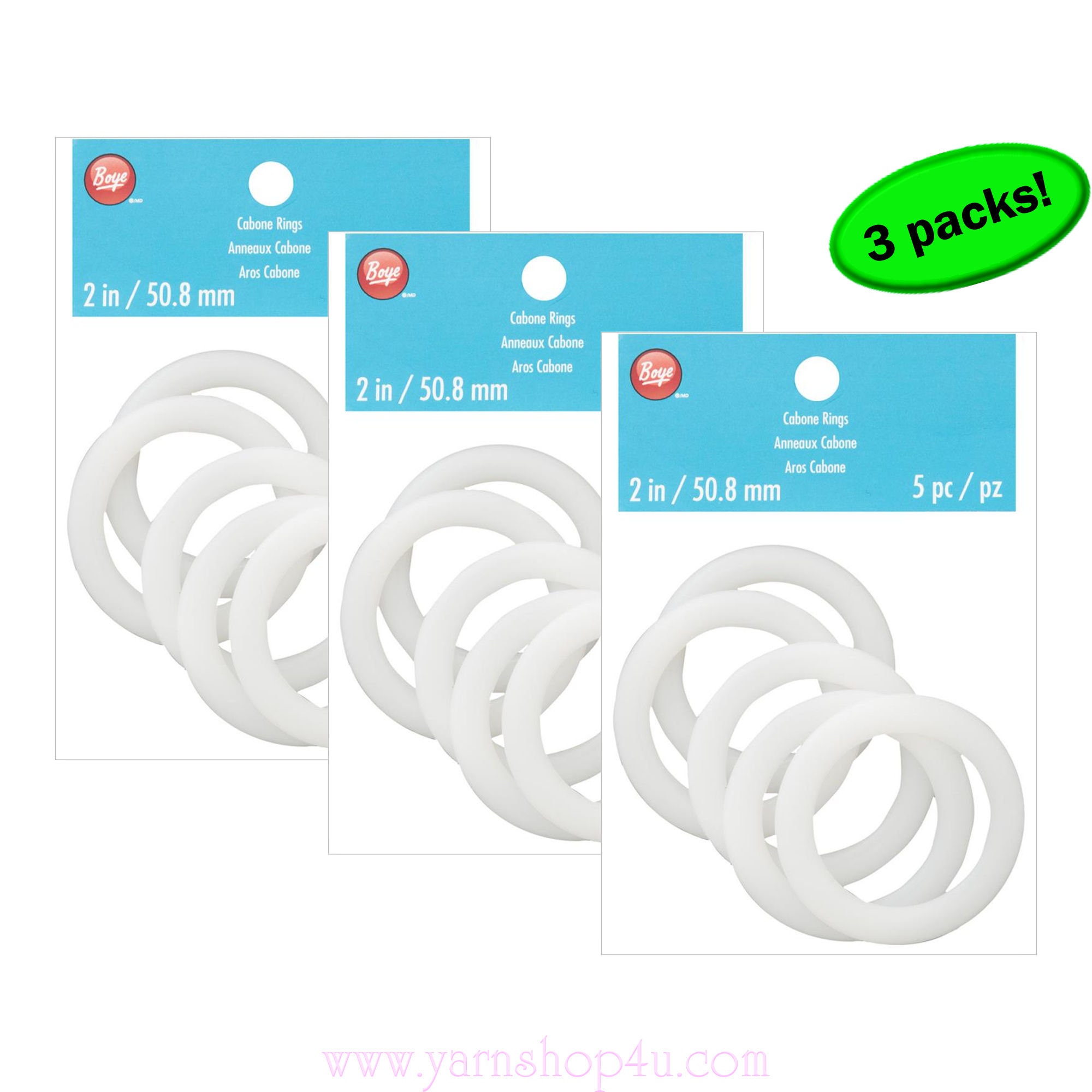 2 CABONE RINGS / 5 rings per package. Boye Plastic rings. Wear