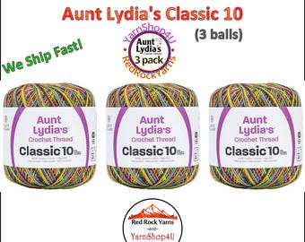 BLACKLIGHT 3 pack! Aunt Lydia's Classic 10 Crochet Thread. 300yds. Item #154-9933