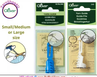 Clover Yarn Guide (2 sizes). Lightweight Plastic yarn guide helps keep multiple yarn colors separated. #348-S/M or #349-Large