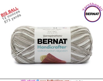 GREIGE OMBRE - 12oz | 573 yards! Bernat Handicrafter Big Ball 100% Cotton Yarn. (Gray + Beige = Greige) Item 16203434041